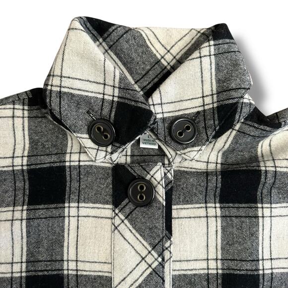 Coldwater Creek Plaid Wool Blend Jacket Women’s L Black White Button‎ Front - Picture 6 of 10